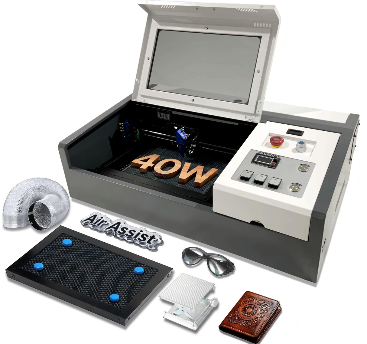 ANKZONE 40w Laser Engraver (8" X 12"),Cutting Wood,Acrylic,Decor& More. Desktop CO2 Laser Engraver & Cutter for Beginners with DIY Design,Air-Assisted, Honeycomb Panel ANKZONE