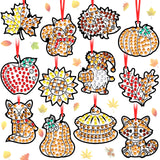 Gersoniel 36 Sets Fall Thanksgiving Window Art Suncatcher Kits Fall Gem Art Kit Diamond Painting Crafts Autumn Gemstone Sun Catcher Gem Craft for Autumn Thanksgiving Harvest Party Favors Gift Gersoniel