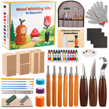 BYDREM Wood Carving Kit, Wood Whittling Kit, Carving Knife Kit, 9 PCS Wood Carving Knifves, 7 PCS Wood Carving Blocks, 12 Colors of Paint, Wood Carving Tools, Complete Wood Whittling Kit for Beginners BYDREM