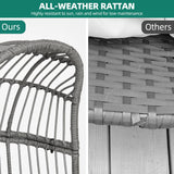 YITAHOME Outdoor Narrow Egg Chair Wicker, Patio Rattan Basket Chair with 370lbs Capacity Indoor Egg Chairs with Stand & Cushion Cocoon Chair for Bedroom, Patio, Balcony - Grey YITAHOME