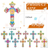 Tenceur 12 Pcs Cross Diamond Art Kit for DIY Religious Crystal 5D Diamond Painting Bookmarks Rhinestone Kits for Reading Lover Home Office Project Read DIY Crafts Gifts Tenceur