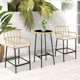 LYNSLIM Outdoor Bar,3 Piece Height Table Patio Rattan Wicker Furniture Chairs Set,22" Patio Bar Table and Outdoor Bar Stool Set of 2,with Removable Cushions for Backyards, Porches (Set for 3) LYNSLIM