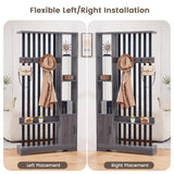 Room Divider with Shelves, Wall Room Divider Bookshelf, Freestanding Wood Privacy Screen with Storage Cabinet, Coat Rack, Display Shelf for Living Room Separation, Home Office Decorative SAHISTCT