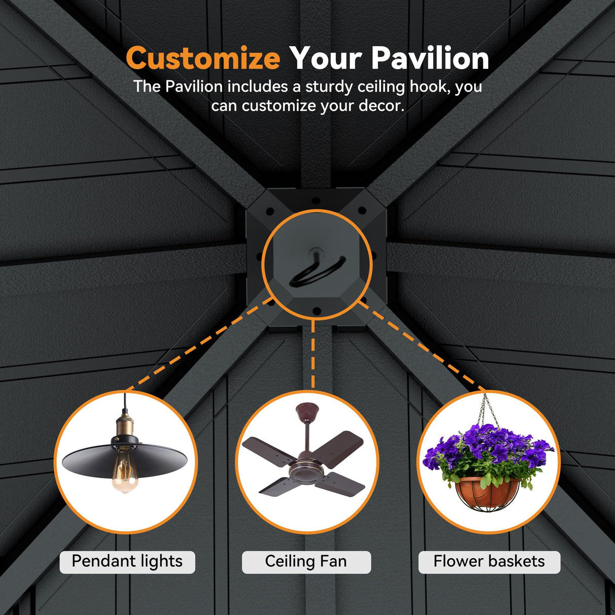 Modern Shade Tranquil Grove Wood Gazebo 10' x 10', Permanent Grill Gazebo with Galvanized Steel Hardtop Roof, Cedar Framed Wooden Pavilion for Garden, Backyard Modern Shade Outdoor Living Spaces