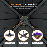 Modern Shade Tranquil Grove Wood Gazebo 10' x 10', Permanent Grill Gazebo with Galvanized Steel Hardtop Roof, Cedar Framed Wooden Pavilion for Garden, Backyard Modern Shade Outdoor Living Spaces