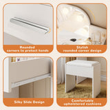 wanan Small Makeup Vanity Desk with Mirror and Lights, Compact Vanity with Chair and Charging Station, 3 Color Lighting Modes for Small Space,White wanan