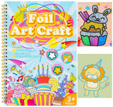 ilauke Art Craft Activity for Kids, No Mess DIY Creative Birthday Foil Art Kits, 2-in-1 Creative Travel Book for Girls Age 4-9, Idea Stuffers Valentines Gifts for Girls Boys, Travel Activities ilauke