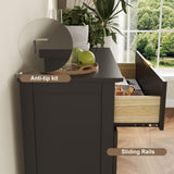ProsperHaven Fluted Dresser with 4 Drawers for Bedroom, 36.6" Tall Dresser with Charging Station, Wooden Chest of Drawers for Bedroom, Living Room, Entryway, Black ProsperHaven
