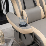 HOMCOM Manual Recliner Armchair PU Leather Lounge Chair w/Adjustable Leg Rest, 135° Reclining Function, 360° Swivel, Cup Holder and, Storage Pocket HOMCOM