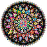 Bgraamiens Puzzle-Geometric Colorful Mandala-1000 Pieces Creative Geometric Round Blue Board Colorful Mandala Jigsaw Puzzle Bgraamiens