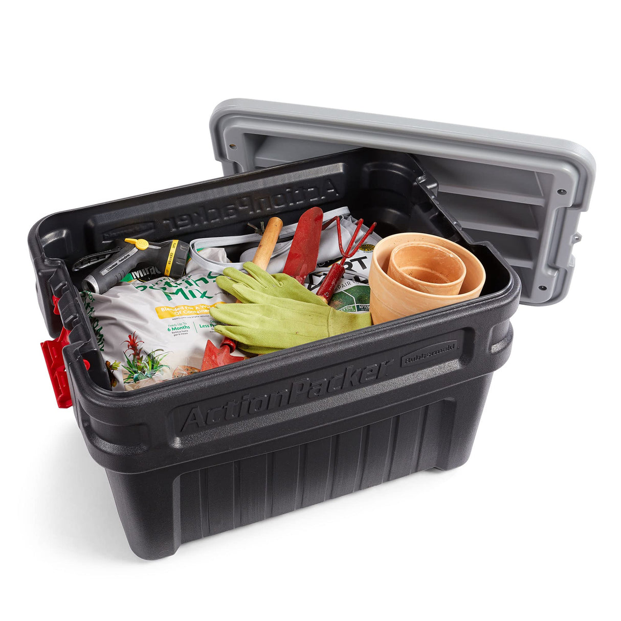 Rubbermaid ActionPacker️ 24 Gal Lockable Storage Box Pack of 2, Outdoor, Industrial, Rugged, Grey and Black Rubbermaid