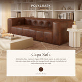 POLY & BARK Capa 92" Sofa – Chocolate Brown Full-Grain Pure-Aniline Italian Leather, Boxy Modern Design, Feather-Fiber Cushions, Solid Wood Frame POLY & BARK