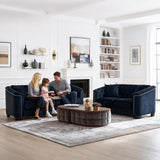 Sectional Couch for Living Room, Luxury 2 Piece Chesterfield Velvet Sofa Set 77" 3-Seater + 59" Loveseat, Modern Tufted Upholstery with Nailhead Arms and 4 Cushions for Office & Coffee Bars, Black BUIORD