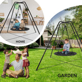 HOTJUMP Swing Stand for Kids, 330LBS Heavy Duty Metal Swing Frame for Backyard Indoor, Anti-Rust and All Weather Resistance, Saucer Swing NOT Included (BLACK) Hotjump