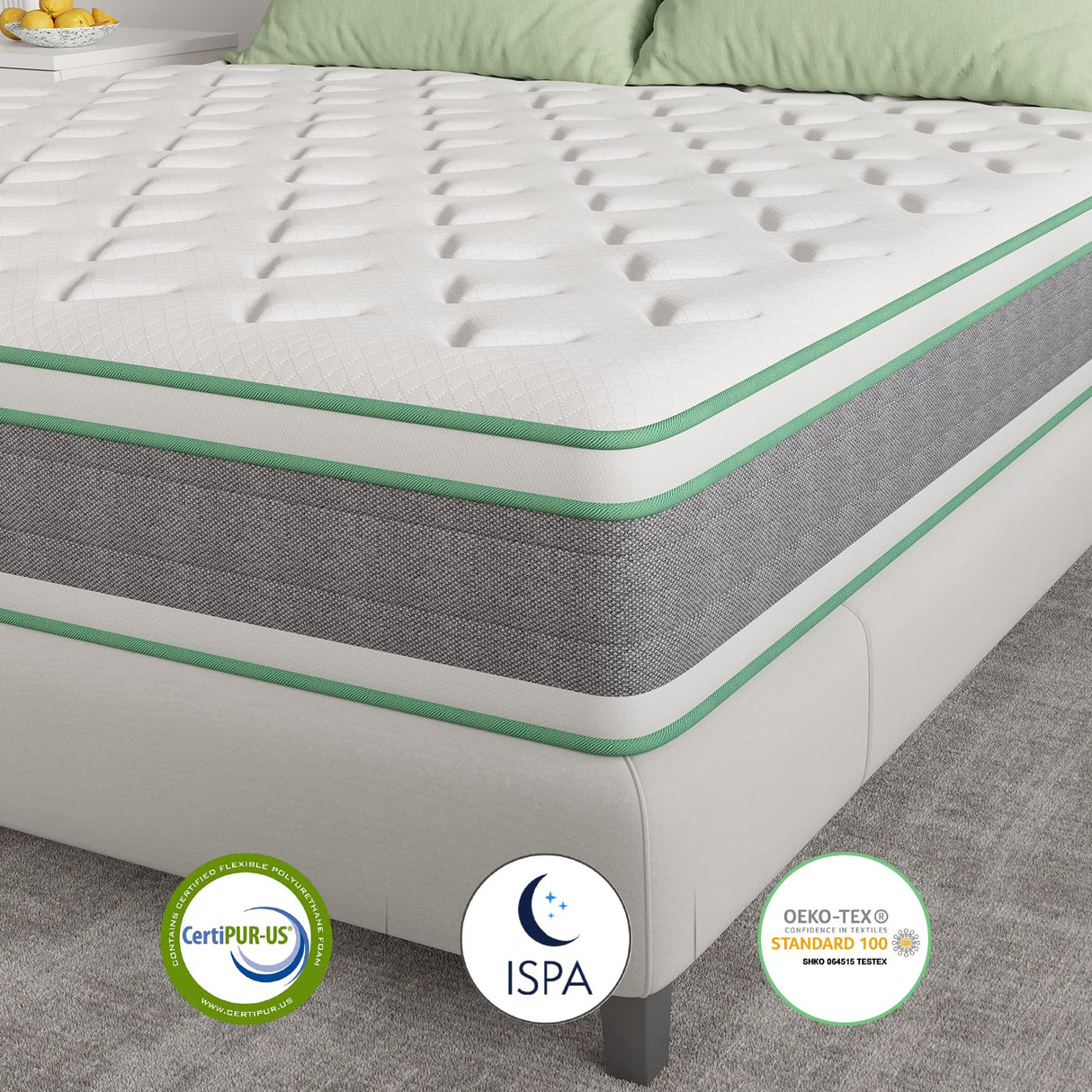Novilla King Size Mattress, 10 Inch Hybrid Mattress in a Box, Individually Wrapped Pocket Coils Innerspring Mattresses for Motion Isolation, Pillow Top Mattresses with Medium Firm Feel, Groove Novilla
