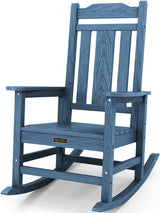 SERWALL Outdoor Rocking Chair, HDPE Poly Rocking Chair for Adults, All Weather Resistant Heavy Duty Front Porch Rocker, Blue SERWALL