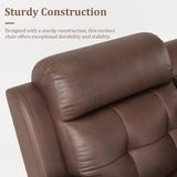 Olodumare Genuine Leather Manual Reclining Sofa with Console, Drop Down Table, Cup Holders and Magazine Bag, 3-Seater Recliner, Mid-Century, for Living Room, Bedroom, Recreation Room-Brown Olodumare