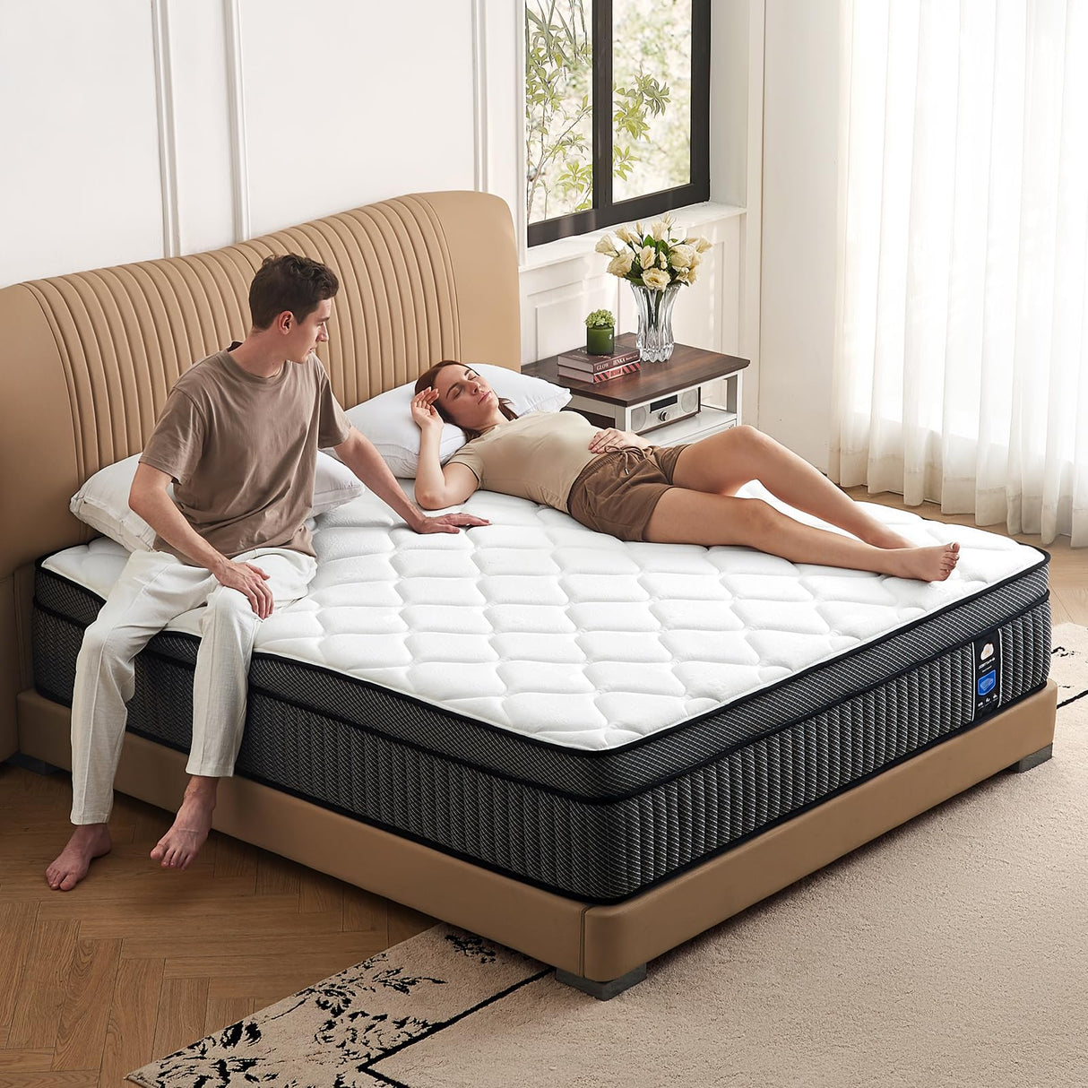 Twin Mattress, 10 Inch Twin Size Hybrid Mattresses in a Box, Memory Foam and Individual Pocket Springs with Motion Isolation & Silent Sleep & Pressure Relief, Fiberglass-Free, Medium Firm, CertiPUR-US Hianab