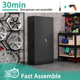 Waqiv 71" Metal Storage Cabinet with 5 Shelves, Steel Tall Large Space Office Locker with 2 Doors, Locking Tool Storage Cabinet for Home Office,Garage,Gym,Pantry,School Waqiv
