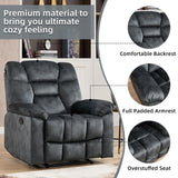 CANMOV Manual Recliner Single Sofa, Wall-Hugger Reclining Couch, Upholstered Sofa Chair with Armrests, Fabric Reclining Couch with Soft Cushion for Living Room, Grey CANMOV