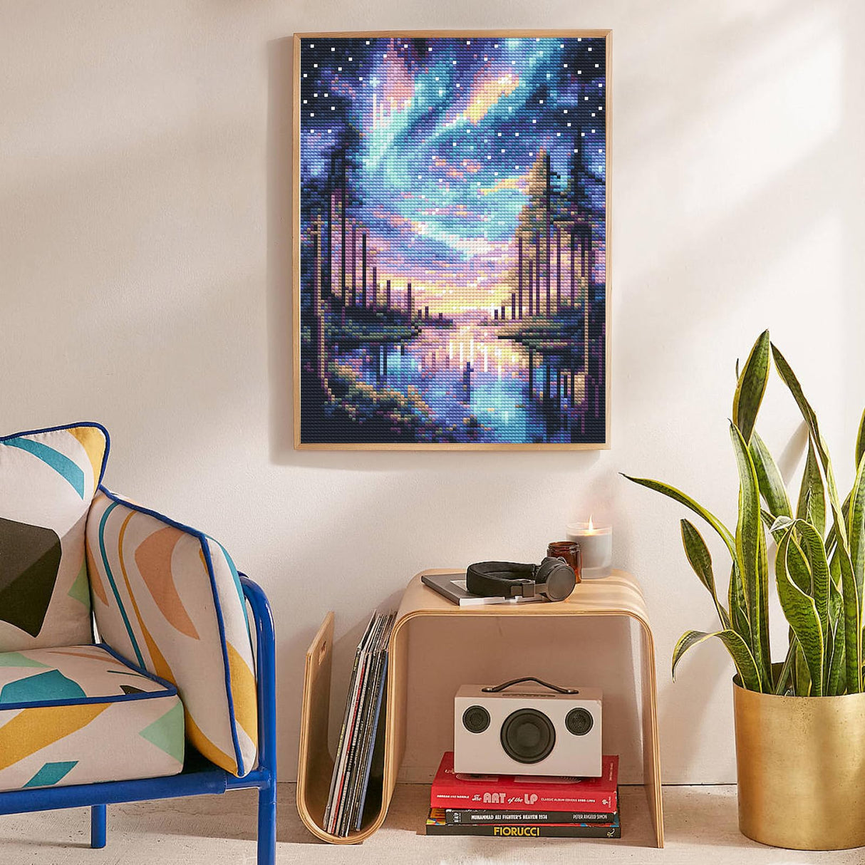 Offito Starry Sky Diamond Art Kits for Adults, 5D Aurora Lake Diamond Painting Kits for Beginners, Fantastic Landscapes DIY Full Drill Dots Gem Art Paint for Home Wall Decor 12 x 16 Inch Offito
