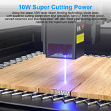 IWECOLOR Laser Engraver Machine 10W Output Power, 72W DIY Laser Engraving Machine 0.06mm High Precision Laser Cutter and Engraver for Wood and Metal, Paper, Acrylic, Glass, Leather etc, 14.9" x 14.9" IWECOLOR