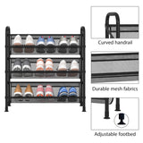 FKUO 3 Tier Shoe rack for closet Mesh fabric narrow Metal shoe racks, Small Shoe Storage Organizer Shelf for Entryway, Hallway, Dorm Room (Black, 3 Tier) FKUO