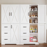 IRONCK Pantry Cabinet, 67.5 inch Tall Storage Cabinet with 3 Doors & Drawers, Farmhouse Kitchen Cabinet with Adjustable Shelves, 5 Tier Freestanding Cupboard for Kitchen IRONCK