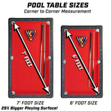 GoSports Mid-Size 7 ft x 3.9 ft Billiards Game Table - Foldable Design, Includes Full Set of Pool Balls, 2 Cue Sticks, Chalk, and Felt Brush - Red GoSports