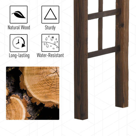 Outsunny 85" Wooden Garden Arbor for Wedding and Ceremony, Outdoor Garden Arch Trellis for Climbing Vines, Fir Wood, Carbonized Color Outsunny