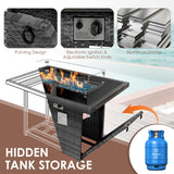 RADIATA PE Wicker Patio Furniture Set Sectional High Back Large Size Sofa Sets with Propane Fire Pit Table 55000 BTU Balcony Rattan Lounge Conversation Sets for Outdoor (11 Pieces,Dark Gray) RADIATA