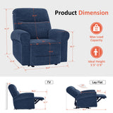 MCombo Power Wall Hugger Recliner Chair for Small Space RV Living Room, USB & USB-C Charging Ports, Modern Rolled Arm Recliner, Fabric PR630 (Navy Blue) MCombo