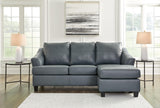 Signature Design by Ashley Genoa Modern Leather Sectional Sofa Couch with Chaise Lounge, Blue Signature Design by Ashley
