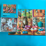 300 Pieces Jigsaw Puzzles for Adults - Puzzles for Kids Ages 6-8 8-10 10-12 - Large Piece Puzzles for Seniors - Kitchen Kittens and Donuts Mulic