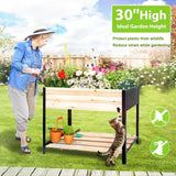 Hozeiee Raised Garden Bed with Legs, Metal & Wood Elevated Planter Box for Outdoor Plants, Vegetables, Flowers, Herbs, 4 Legs, 36(L) x18(W) x30(H) Inch Garden Bed for Outdoors Hozeiee