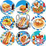 DOTZSO 8 Pcs Delicious Food Diamond Art Coaster Kits with Holder,Diamond Painting Coasters for Adults Beginners,Party Home Decor Abstract,Fun Gifts for Women DOTZSO