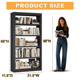 METALREAD Bookshelf, 5 Tier Metal Bookshelf, 69" H Tall Bookcase with Adjustable Shelves, Large Industrial Bookshelves for Living Rooms, Home Offices, Library, 10 Minutes Assemble METALREAD