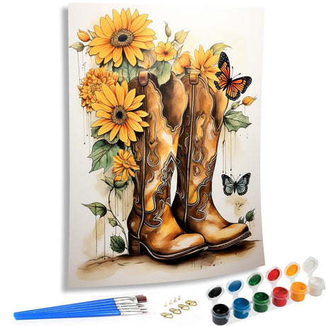 SKRYUIE Paint by Numbers Kits for Adults Boots, Acrylic Sunflower Oil Paint by Numbers for Adults Beginner Canvas with Brushes Paintwork Art Crafts for Home Decor 16x20 inch n9 SKRYUIE