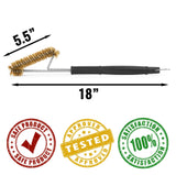 Grillaholics Essentials Brass Grill Brush - Softer Brass Bristle Wire Grill Brush for Safely Cleaning Porcelain and Ceramic Grates - Lifetime Manufacturer's Warranty Grillaholics