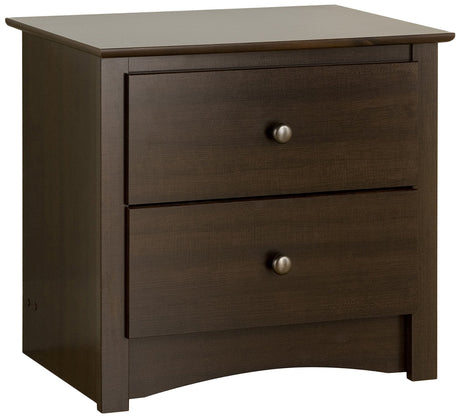Prepac Sonoma Traditional Nightstand Side Table with 2 Drawers, Functional 2-Drawer Bedside Table 16" D x 23.25" W x 21.75" H, Espresso, EDC-2422 Prepac