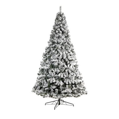 Nearly Natural 10ft. Flocked West Virginia Fir Artificial Christmas Tree with 1680 Bendable Branches