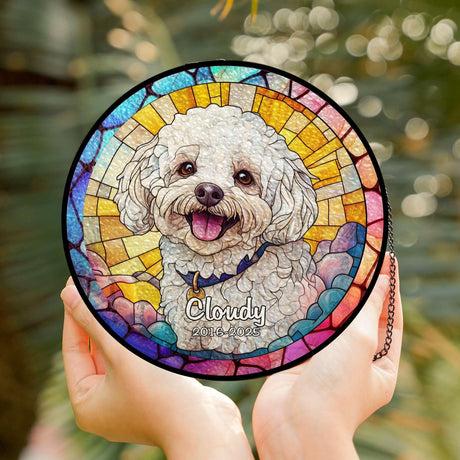 Custom Pet Portrait Stained Glass Suncatcher – Personalized Dog Memorial Ornament, Pet Loss Remembrance Gift, Window Hanging, Bereavement Keepsake, Home Decor Noni