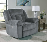 Signature Design by Ashley Tip-Off Casual Wall Hugger Power Recliner with Adjustable Headrest and USB Ports, Gray Signature Design by Ashley
