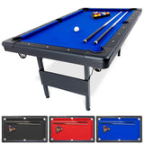 GoSports 6 ft Billiards Table - Portable Pool Table - Includes Full Set of Balls, 2 Cue Sticks, Chalk, and Felt Brush - BLUE GoSports