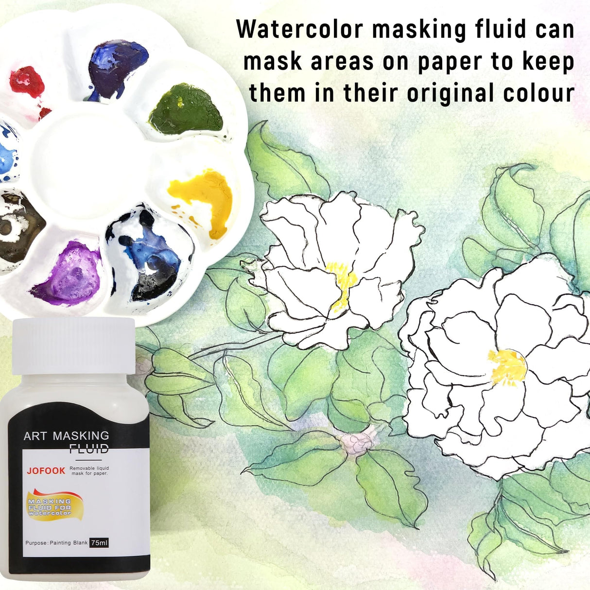 JOFOOK 150-Milliliter Watercolor Art Masking Fluid,For Ink-Watercolor-Gouache-Painting & Illustration,Two Bottles JOFOOK