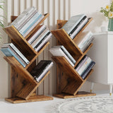 YMYNY Tree Bookshelf, 4-Tier Book Storage Organizer Shelves,Rustic Brown, HBC014H YMYNY