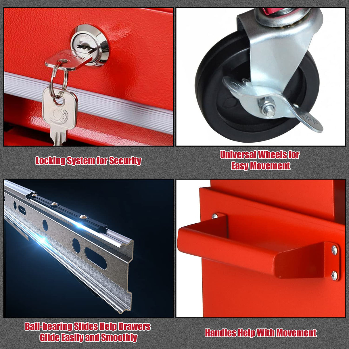 JD Trading 8-Drawer Rolling Tool Chest 2 in 1 High Capacity Tool Box Detachable Organizer Tool Storage Cabinet with 4 Wheels & Lockable Lined Drawers for Garage Warehouse Workshop (Red) JD Trading