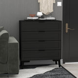 TaoHFE Black 4 Drawer Dresser for Bedroom,Wood Lingerie Chest of Drawers for Bedroom,Modern 36inch Tall Black Dresser for Bedroom Living Room, Entryway, Cloakroom(Black, 4 Drawer) TaoHFE