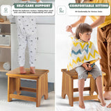 Wooden Step Stool, 13'' Heavy Duty Step Stool for Adults with Convenient Handle, Wooden Stepping Stool Hold up to 500 lbs, Heavy Duty/Nonslip/Durable Construction Safe Step Stool for Bedroom/Kitchen FANATU