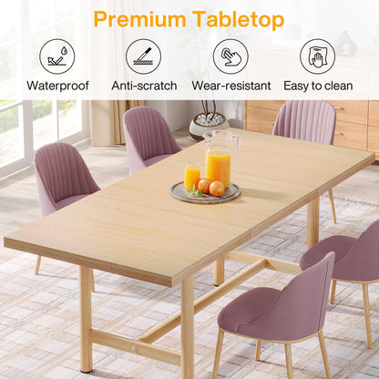 Tribesigns Kitchen Dining Table Wood: 63 Inches Rectangular Dining Room Table for 6, Farmhouse Dinner Table with Heavy Duty Metal Legs for Kitchen, Dining Room, Small Space - WoodArtSupply